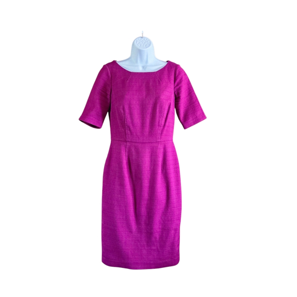 Boden Cotton Classic Sheath Dress Magenta Short Sleeve Womens Sz 10 Derby Offce